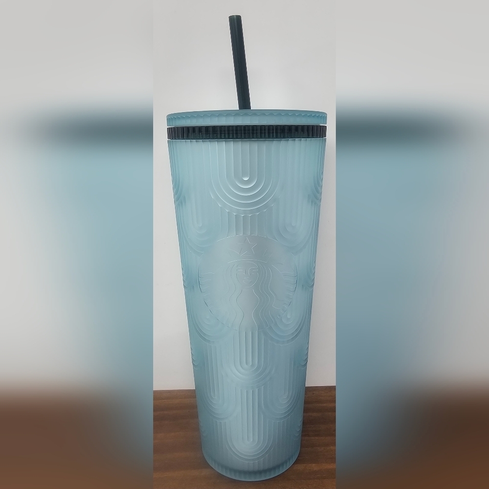 NEW Starbucks Spring 2024 Soft Touch Green Blue Scales Tumbler Cup Drink 24oz